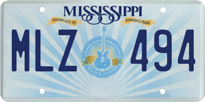 MS license plate MLZ494