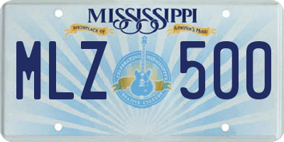 MS license plate MLZ500