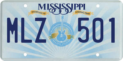 MS license plate MLZ501
