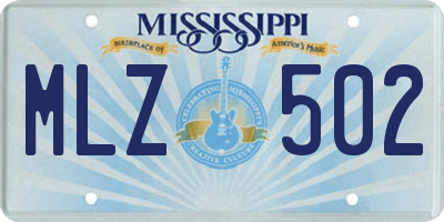 MS license plate MLZ502