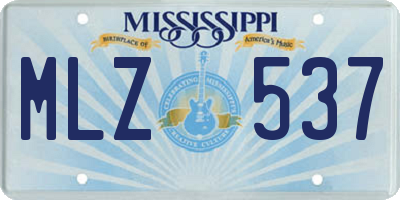 MS license plate MLZ537