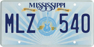 MS license plate MLZ540