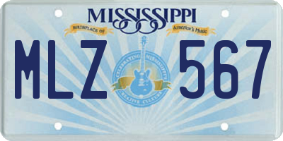 MS license plate MLZ567