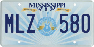 MS license plate MLZ580