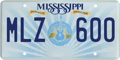 MS license plate MLZ600