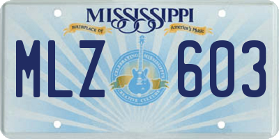 MS license plate MLZ603