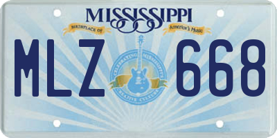 MS license plate MLZ668