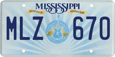 MS license plate MLZ670