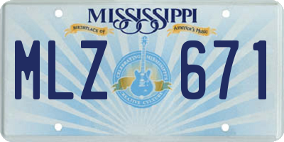 MS license plate MLZ671