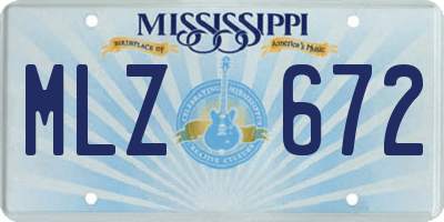 MS license plate MLZ672