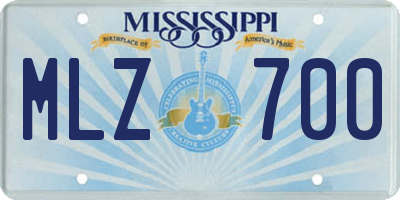 MS license plate MLZ700