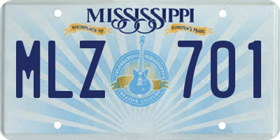 MS license plate MLZ701
