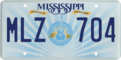 MS license plate MLZ704
