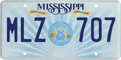 MS license plate MLZ707