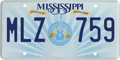 MS license plate MLZ759