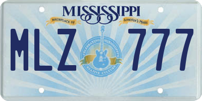 MS license plate MLZ777
