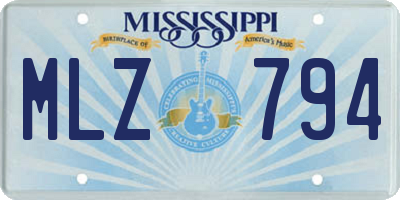 MS license plate MLZ794