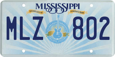 MS license plate MLZ802