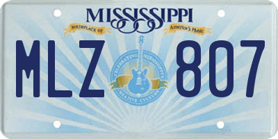 MS license plate MLZ807