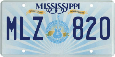 MS license plate MLZ820