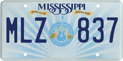 MS license plate MLZ837