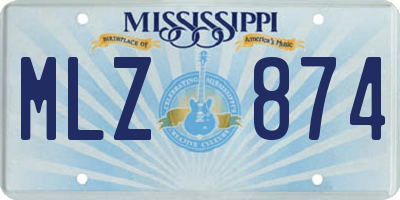 MS license plate MLZ874