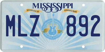 MS license plate MLZ892