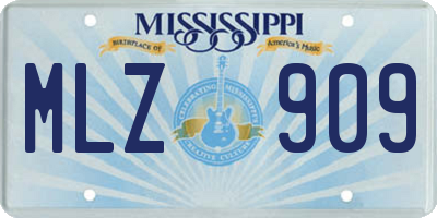 MS license plate MLZ909