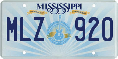 MS license plate MLZ920
