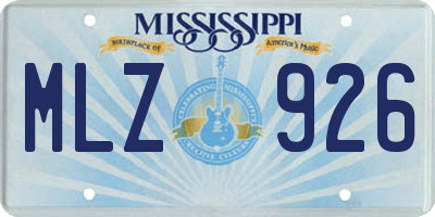MS license plate MLZ926