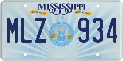 MS license plate MLZ934