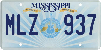 MS license plate MLZ937