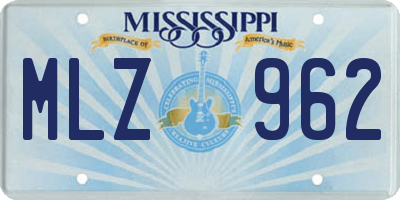 MS license plate MLZ962