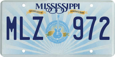 MS license plate MLZ972