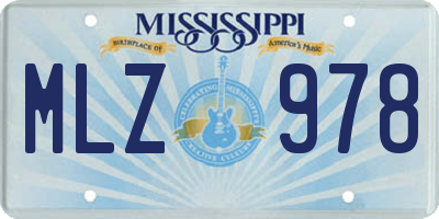 MS license plate MLZ978