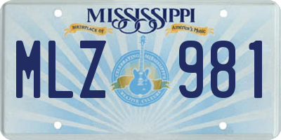 MS license plate MLZ981