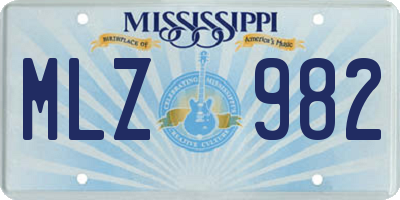 MS license plate MLZ982