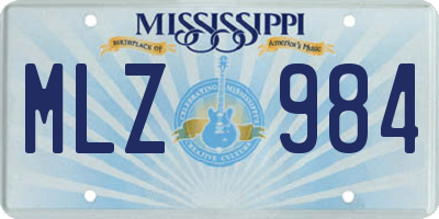 MS license plate MLZ984