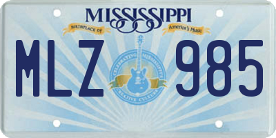 MS license plate MLZ985