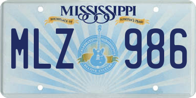 MS license plate MLZ986
