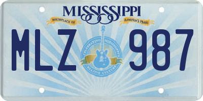 MS license plate MLZ987