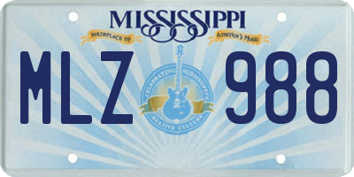 MS license plate MLZ988