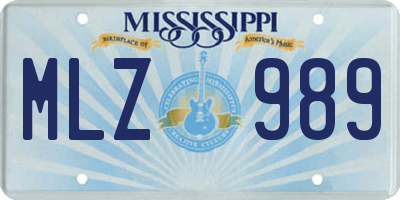 MS license plate MLZ989