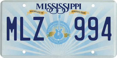 MS license plate MLZ994