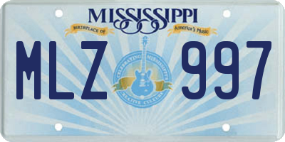 MS license plate MLZ997