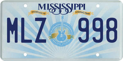 MS license plate MLZ998