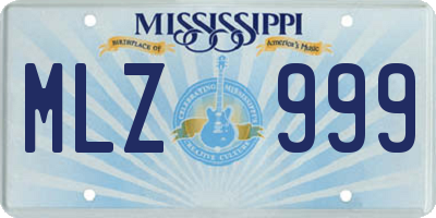 MS license plate MLZ999