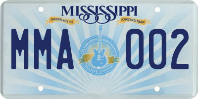 MS license plate MMA002