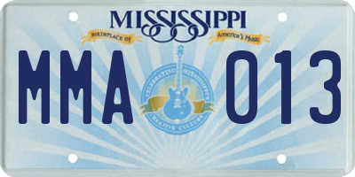 MS license plate MMA013
