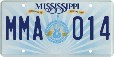 MS license plate MMA014